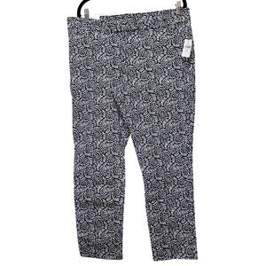 Gap Slim City Crop Pants 14 Regular Black & White Floral Print Bi-Stretch Below-